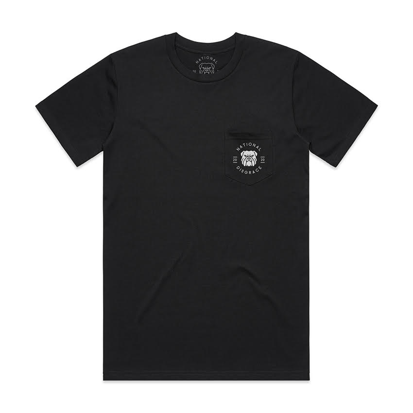 Printed ND Bulldog Pocket T-shirt Black - Flood Print